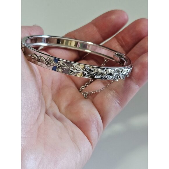Vintage silver tone Whitting & Davis hinged bangle bracelet